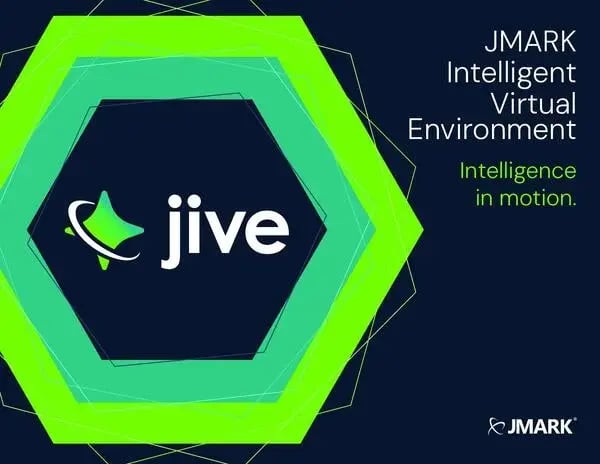 JIVE Product Guide cover — JMARK Intelligent Virtual Environment. Intelligence in motion.