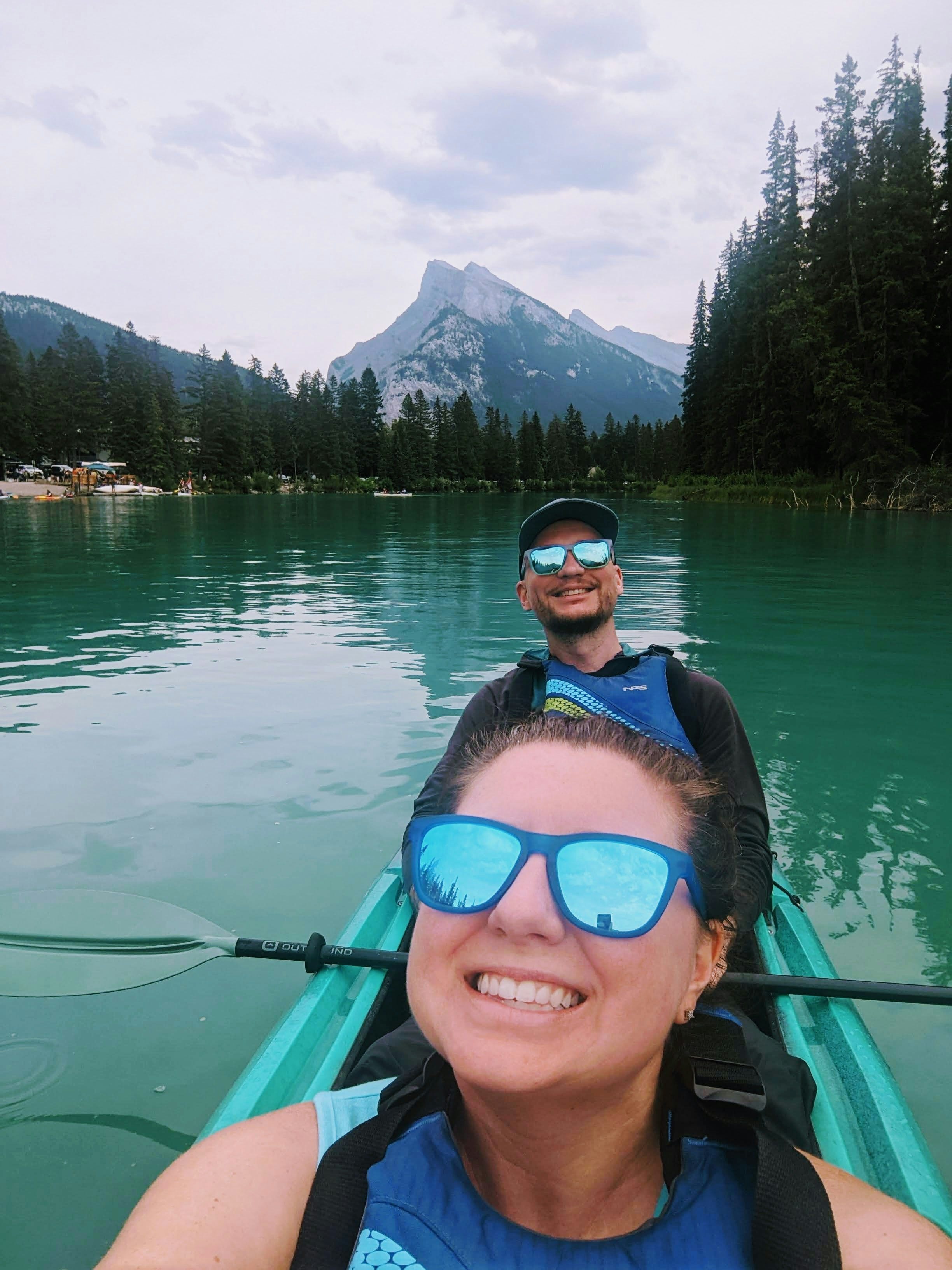 Kayaking on the Bow River - Banff National Park.