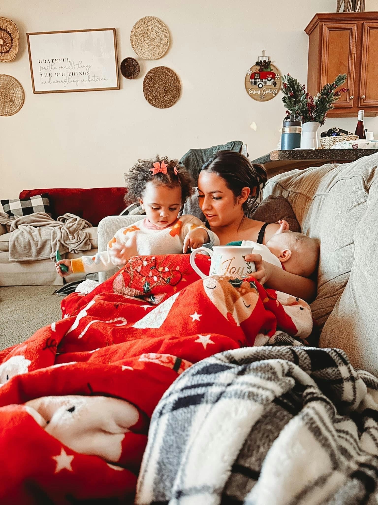 Christmas snuggles with her niece and son.