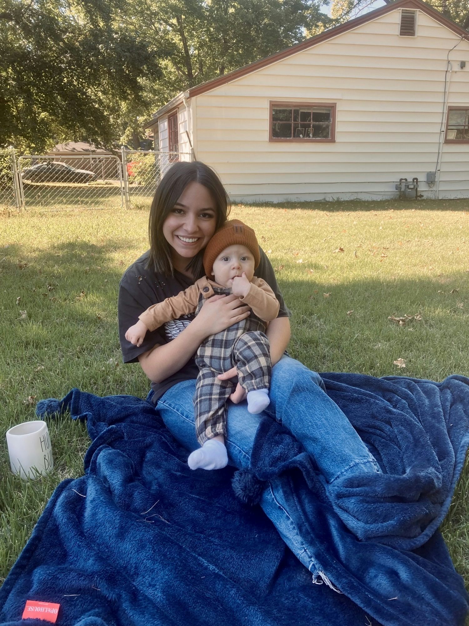 Julia and her son enjoying the fall weather.