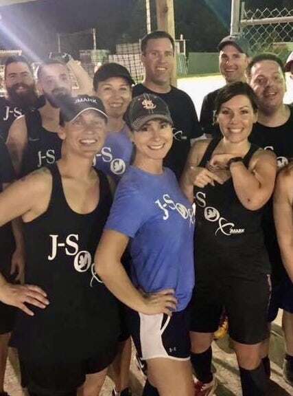 Kellie showing off her battle scar from the J-Sox softball game.